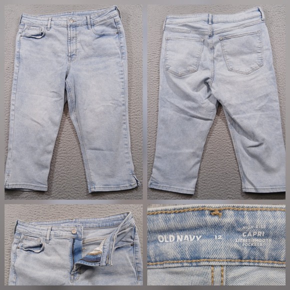 Old Navy Denim - Old Navy High Rise Capri Jeans Light Wash Secret-Smooth Pockets Women's 12 EUC‎